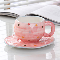 Mug à café et soucoupe en céramique style INS créatif, mignon, peint à la main, design irrégulier, modèle CC02, pour le petit-déjeuner