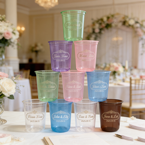Gobelets en plastique transparents personnalisés givrés incassables de 350 ml (16 oz) – Réutilisables pour décorations de fête, cadeaux de mariage modernes - Product Image 1
