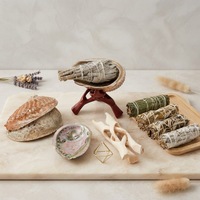 Kit de purification et de méditation pour la maison avec Sauge Blanche Naturelle, Coquille d'Abalone, Pierre de Cristal Brute de Palo Santo et Sélénite pour la guérison