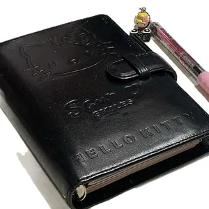Cuir noir A7 cahier souple mignon épaissi bloc-notes étudiant dessin animé écriture Journal fille main compte <span class=keywords><strong>livre</strong></span> 100 feuilles - Product Image 3