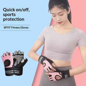 Gants d'entraînement respirants en silicone rembourrés avec support pour les poignets, gants de musculation antidérapants à demi-doigts pour la gym - Product Image 1