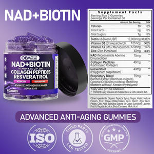 Gomitas de NAD+ Resveratrol Berberina Biotina Colágeno Queratina Zinc Vitamina K2 D3 Suplementos de NAD para Cabello y Uñas Adultos - Product Image 2