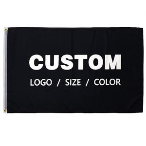 Vente en gros d'usine, drapeaux et bannières personnalisés noirs de bonne qualité 100% polyester - Product Image 4