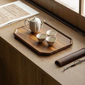 Walnut Wood Rectangular Tray Solid Wood Tea Snack Tray Creative Storage For Tea Set And <b>Teacup</b> - Product Image 5