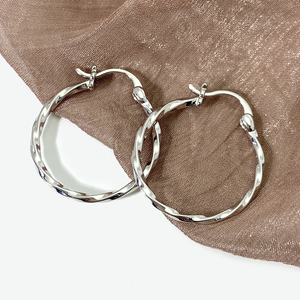 Non Tarnish 925 Sterling <strong>Silver</strong> Chunky Hoop Earrings Fine Jewelry Luxury 28mm Big <strong>Huggie</strong> Twisted Earrings for Women - Product Image 3
