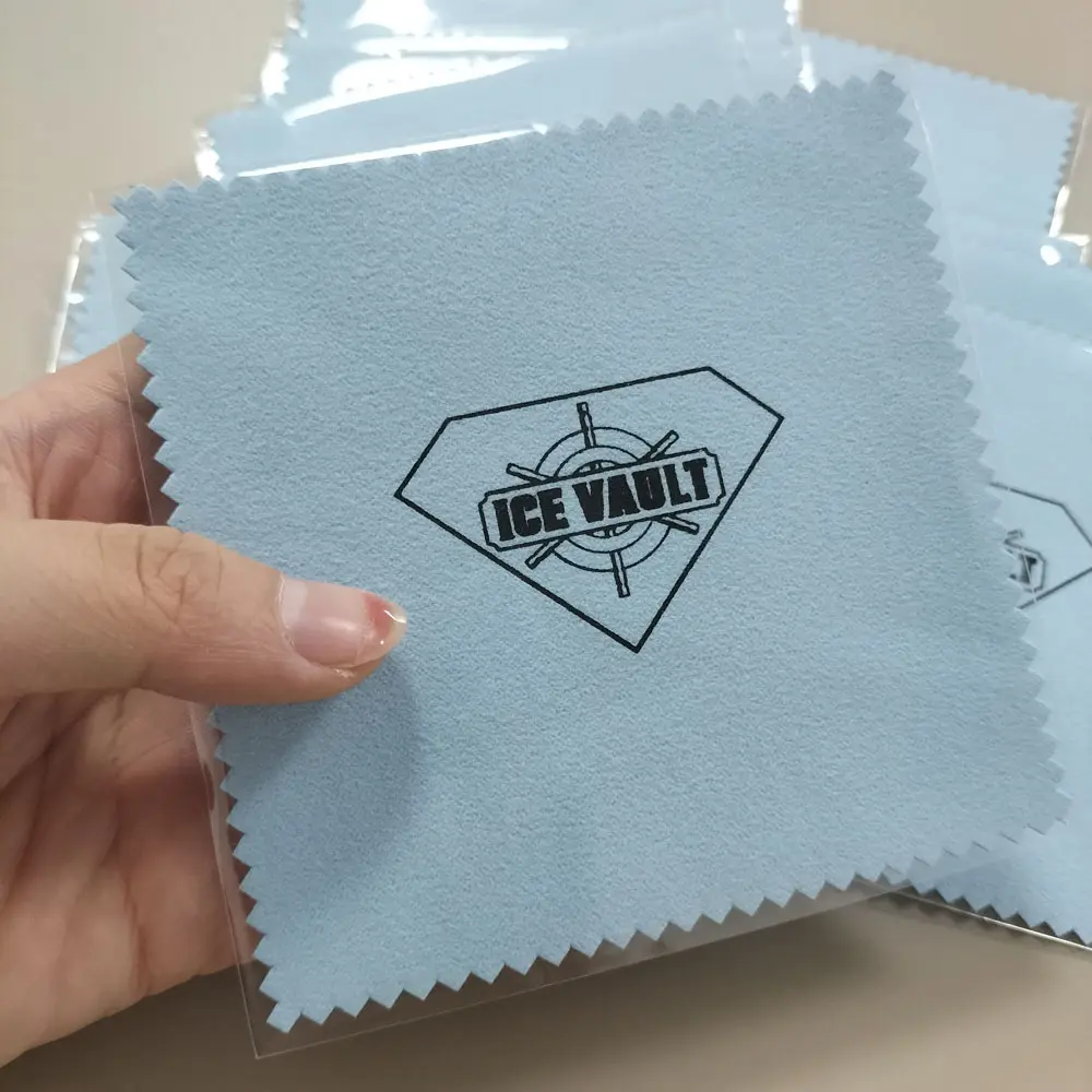 logo printing Custom Soft Microfiber Black Jewelry Polishing Cloth Cleaning Cloth with envelope for Silver and Jewelry