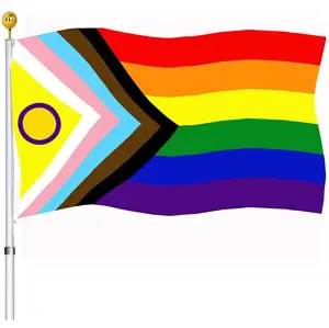 고품질 사용자 정의 새로운 인터섹스 진행 프라이드 LGBTQ 플래그