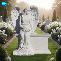 Statue d'ange commémorative de jardin, un hommage paisible à la mémoire, statue d'ange en marbre personnalisée pour cimetière, pierre tombale