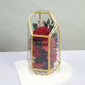 Arbre à souhaits en verre irrégulier pour bébé fille nouveau-né, rouge et bleu, fleur éternelle, design Art Déco écologique, 16x14x25cm, salon - Product Image 5