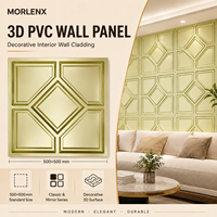Panneau mural 3D en PVC MORLENX avec cadre en or et diamants, revêtement décoratif géométrique pour le comptoir de réception et les couloirs intérieurs