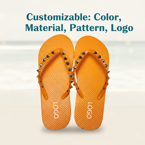 Sandalias Personalizadas de Verano para <span class=keywords><strong>Mujer</strong></span>, Impermeables, Suaves, con Tiras de Pedrería y Remaches, con Logotipo y Color Personalizados - Product Image 1