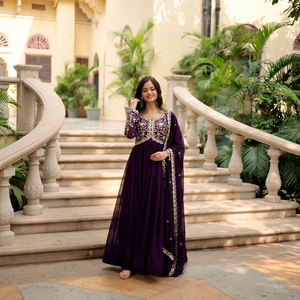 Embroidered Anarkali <b>Suit</b> Floor-Length Traditional Indian Pakistani <b>Wedding</b> Wear <b>Women</b> - Product Image 1