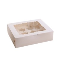 Boîte à cupcakes en papier kraft personnalisée avec fenêtre transparente, emballage jetable pour pâtisserie, muffins et pâtisseries à emporter