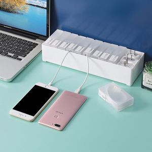 Data Cable <b>Storage</b> <b>Box</b> Desktop Organizer Transparent Rectangular <b>Stackable</b> Compartment For Office Electronics Charging Cables - Product Image 2