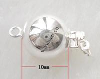 Fermoir de boîte en argent sterling de 10mm Fermoir de perle ronde 925 Accessoires de bijoux lisses