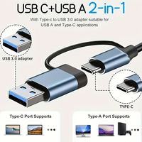 Hub USB-C/USB-A 5-en-1 en alliage d'aluminium avec lecteur de carte Micro SD/SDF compact pour tablettes et smartphones