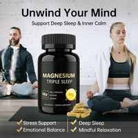 Complément alimentaire à marque privée de L-thréonate de magnésium en capsules OEM pour adultes, triple effet : sommeil, soutien osseux et articulaire, L-théanine, acacétine