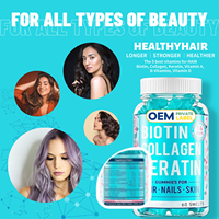 Gummies à la biotine, au collagène et à la kératine Herborigen OEM Private Label avec collagène et glutathion pour femmes, soutien des cheveux, des ongles et de la peau
