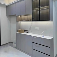 Contreplaqué laminé PET à haute brillance, grain de marbre, mélamine, panneau mdf personnalisé pour mur de fond et mobilier