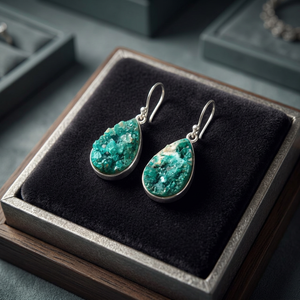 Magnifique pendentif en argent sterling 925 massif avec pierres précieuses en dioptase naturelle, taille poire, fait main, certifié par un tiers, de luxe, idéal comme cadeau - Product Image 3