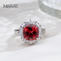 Personnalisé Platine 10x10mm Coussin Cut Lab Pigeon Blood Gemstone Ring pour Femmes Fine Jewelry Blanc DEF VVS Lab Diamond