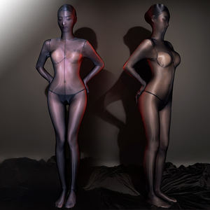 Minyak Berkilau Seksi Wanita Transparan Sutra Mengkilap Seluruh Tubuh Keseluruhan Terbuka Selangkangan Jumpsuit Stoking Tubuh 6446 - Product Image 1