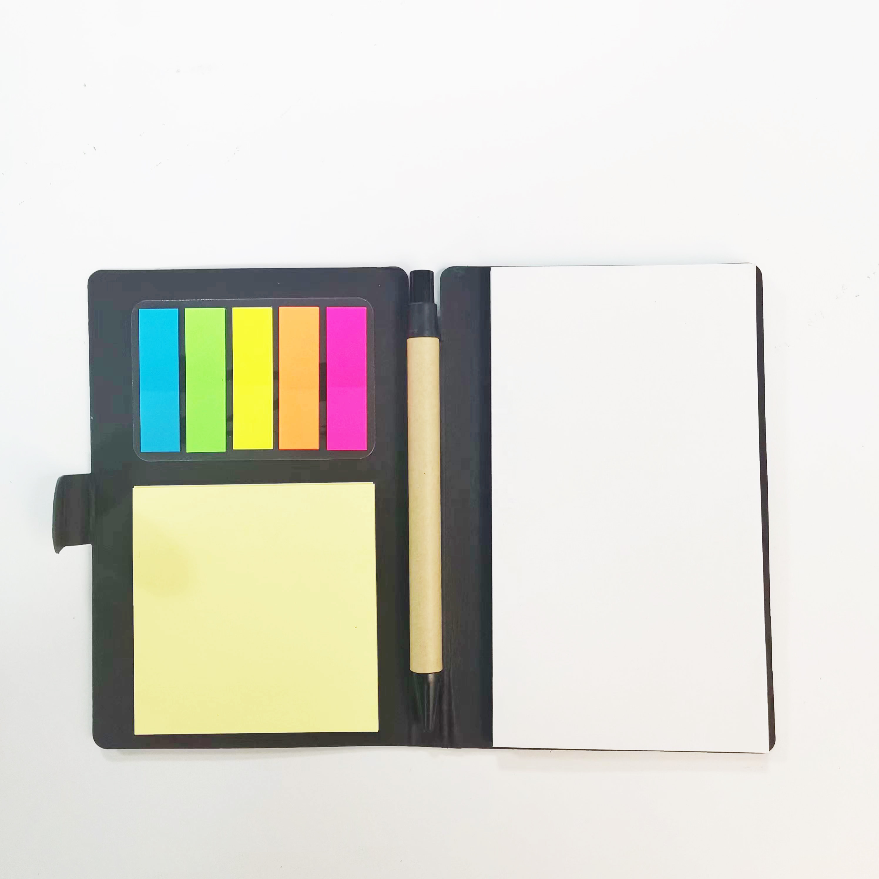 Оптовая продажа, черный липкий блокнот, портативный клей-блокнот с ручкой