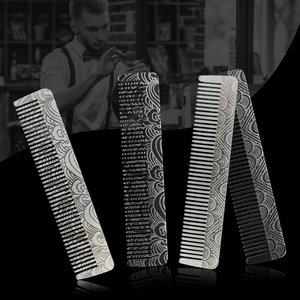 Pettine da <span class=keywords><strong>uomo</strong></span> a denti fini Mini pettine da <span class=keywords><strong>barba</strong></span> alla moda in metallo con manico in metallo per <span class=keywords><strong>barba</strong></span> da coda - Product Image 6