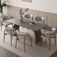 Ensemble de table à manger de style nordique haut de gamme, design minimaliste moderne en quartz macchiato pour usage domestique, petit modèle