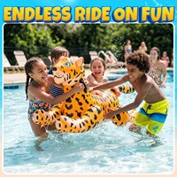 Bouée gonflable en PVC pour l'été, motif animal (guépard, léopard), jouet aquatique à chevaucher avec poignées pour enfants et adultes, pour la natation et la plage