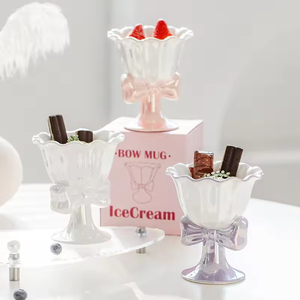 Nueva Taza de Cerámica con Diseño de Corazón de Niña Estilo Japonés, con Lazo, para Helado, Diseño Creativo de Dibujos Animados, Color/Logotipo Personalizado, Apta para Microondas y Lavavajillas, para Fiestas - Product Image 3
