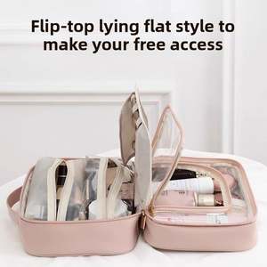 Hot Selling <b>Travel</b> PU Storage <b>Handbag</b> Waterproof Makeup Organizer Pouch Bag Portable Zipper Cosmetics Toiletry Pouch Bag - Product Image 4