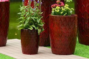 Set di 4 Vasi da Fiori in Ceramica Smaltata, Grandi, Moderni e Classici, per Interni/Esterni, con Fori di Drenaggio - Vendita all'Ingrosso - Product Image 3