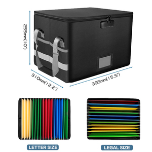 Zwarte Brandwerende Dossier Opslag Doos Slot Voor Thuiskantoor Draagbare Vuurvaste Dossier Voor Het Ophangen Van Brieven/Legale Mappen Archiveren - Product Image 3