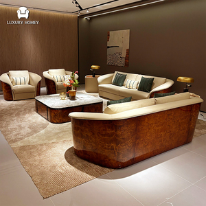 Canapé de luxe confortable en cuir véritable pour hall d'hôtel et mobilier de salon - Product Image 2