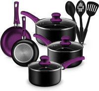 Ensemble de casseroles et poêles Ultra antiadhésives, ustensiles de cuisine à Induction, 11 pièces, ensemble de cuisine en aluminium avec poêles à frire et casserole