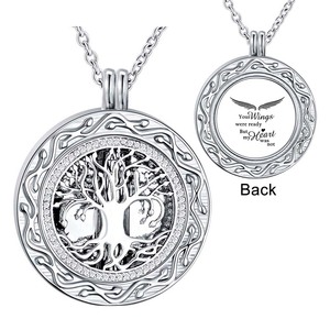 Ciondolo in urna Keepsake ali d'angelo collana in frassino memoriale cremazione gioielli ceneri per <span class=keywords><strong>donna</strong></span> <span class=keywords><strong>albero</strong></span> della vita rotondo - Product Image 1