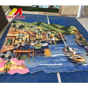 Design di fascia alta a getto d'acqua in marmo medaglione di piastrelle di venezia motivo intarsio in marmo per parete sfondo decorativo arte - Product Image 3