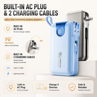 20000mAh Taşınabilir Şarj Cihazı AC Prizli Çift Dahili Kablolu 35W PD Hızlı Şarjlı Powerbank Telefon Tablet Laptop için