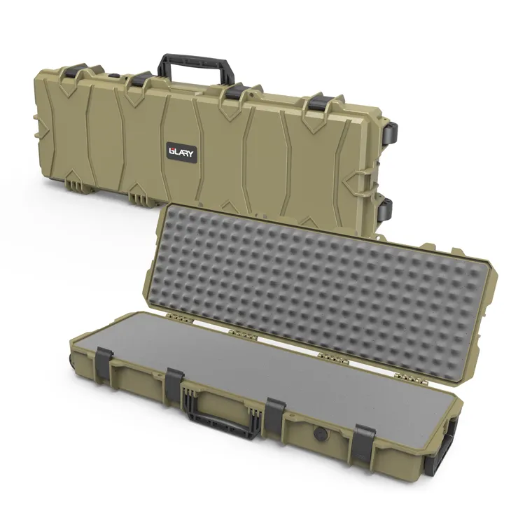 GLARY's Olive Green wholesales gun case waterproof hard plastic case with wheels outdoors stackable cases box for sports