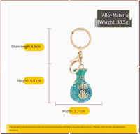Porte-clés de voiture en strass, sac porte-monnaie coloré porte-bonheur, avec boucle de sac cadeau, pour petite amie, petit ami, femme