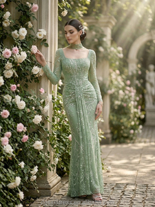 what type of dress to wear to a beach wedding Ball Gown Sage Green Prom Dress – daisystyledress main image 1