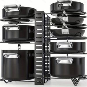 Étagère de rangement de cuisine, meuble sous évier multi-niveaux, comptoir réglable, rangement du sol au plafond, étagère séparée pour casseroles - Product Image 5