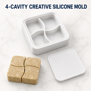 4-Cavity Silicone Ice <b>Tray</b> with Lid for Frozen Food <b>Storage</b> Reusable Non-Stick Modern Creative Square Shape - Product Image 1