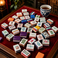 Tuiles de Mahjong américaines en acrylique de style étranger, finies à la main, quatre couches, couleurs assorties, pour usage récréatif, fabriquées en Chine, boîte en carton