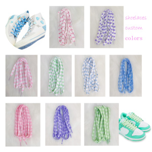 Cordones de algodón personalizados con textura hueca, cordones de poliéster con serigrafía para zapatos rosas - Product Image 2