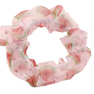 Hair Accessories For Kids Watermelon Printing Netting Kids Hair Ties French Style Flower Bow Hair Tie For Girls Korean