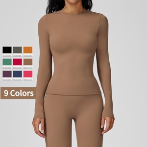 Sunquest Áo tập gym dài tay cho nữ áo thun thể thao vừa vặn thon gọn cổ tròn áo yoga co giãn mềm mại kiểu phương thức thoáng khí - Product Image 1