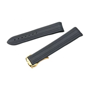 Bracelet en caoutchouc de luxe <span class=keywords><strong>bleu</strong></span> noir 20mm pour montre sea master fermoir déployant en or rose noir bracelet de montre en silicone incurvé - Product Image 5