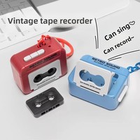 Porte-clés magnétophone rétro avec fonction d'enregistrement, pendentif tendance, accessoires pour sac à dos, vente en gros, cadeaux pour couples